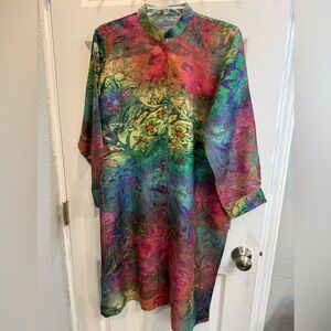 Indian Punjabi Women's Multicolor Floral kurta shirt with matching tights